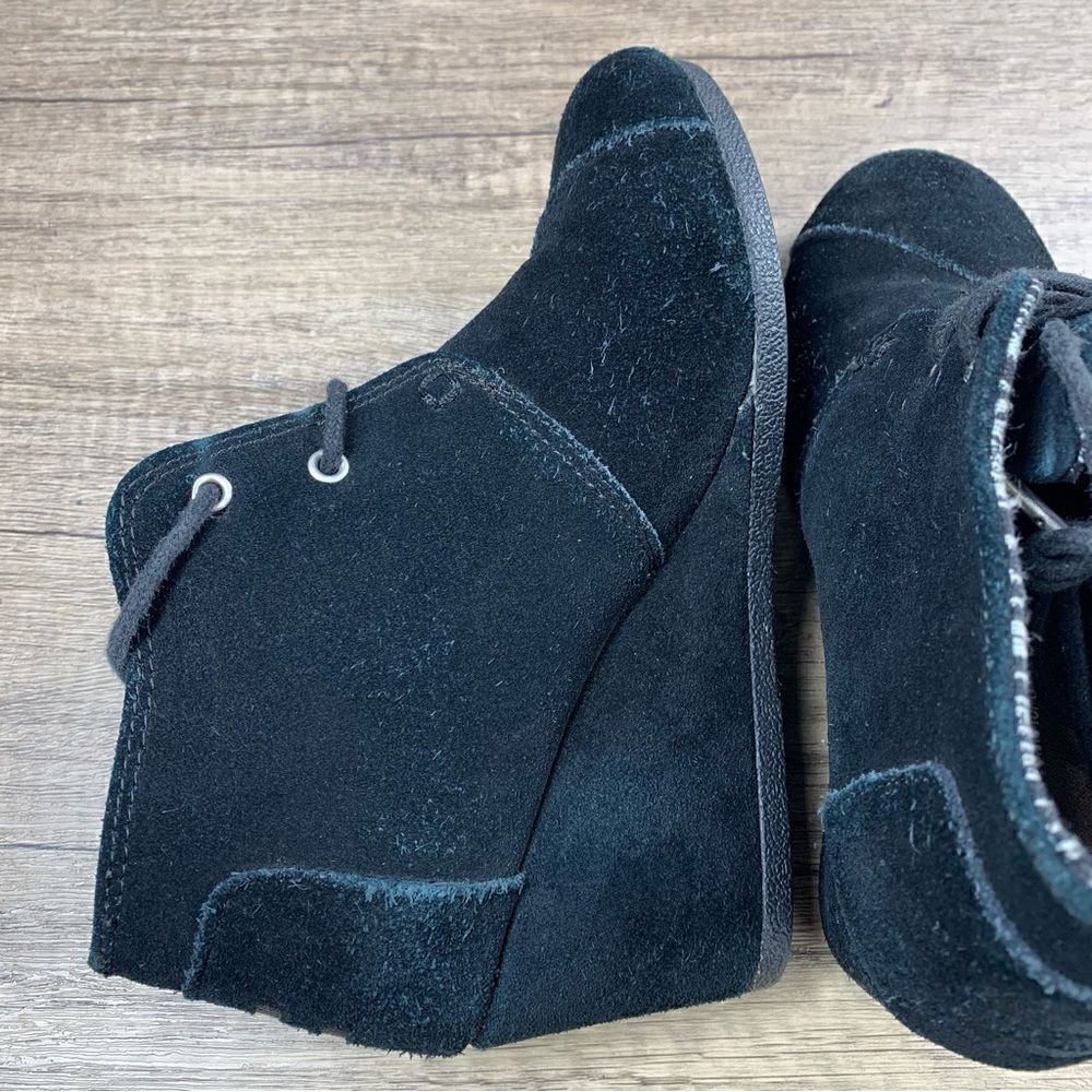 TOMS~Women's~Black Suede Nubuck Desert Lace Up Wedge Ankle Boots~Size 7 - Picture 6 of 11